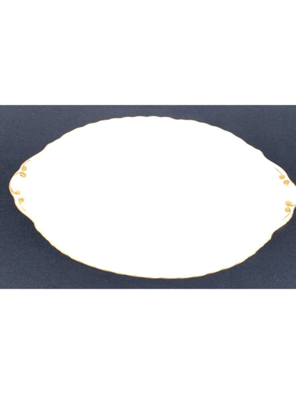 Royal Albert Val D’or Pattern Oval Tray White Gold Trim 8.75" Bone China Vintage